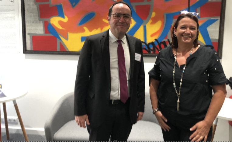 Antoine Jeandet, DGA d'Erilia et Isabelle Lonchampt, présidente de la FBTP 13