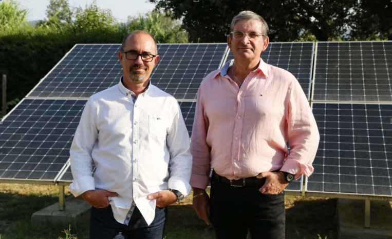 Marc Guilloüet et Joël Oros, les dirigeants de Soleil du Sud, producteur d’énergie solaire responsable. Photo©DR Marc Guilloüet et Joël Oros, les dirigeants de Soleil du Sud, producteur d’énergie solaire responsable. Photo©DR