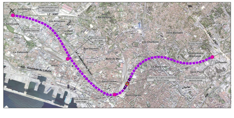 Plan général de la traversée souterraine de Marseille © SNCF Réseau