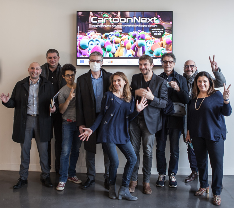 Lors de la présentation de CartoonNext au cinéma Artplexe : l’équipe organisatrice et les représentants des collectivités partenaires de l’événement©Mathieu Morfin Lors de la présentation de CartoonNext au cinéma Artplexe : l’équipe organisatrice et les représentants des collectivités partenaires de l’événement©Mathieu Morfin