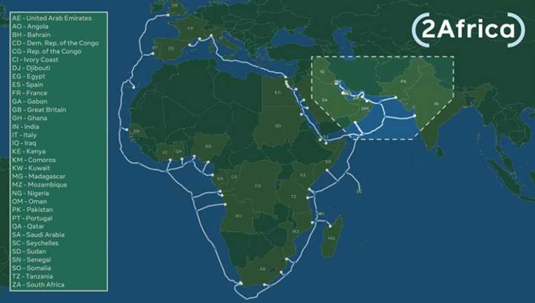 Le loop « Gera » dessert cinq zones : Méditerranée, Mer Rouge, Est (Égypte-Afrique du Sud) et Pearls (Afrique orientale-Moyen-Orient : Inde, Pakistan, Oman, Arabie Saoudite). Le système « Ouest » reliera le Royaume-Uni à l’Afrique du Sud avec une branche vers les Canaries, le Portugal et les pays du Golfe de Guinée (Nigeria, Ghana, Gabon, Congo, Angola).