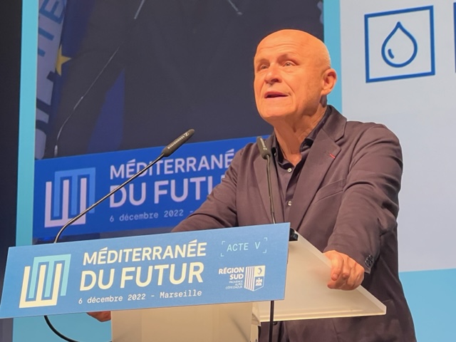 Olivier Poivre d’Arvor, ambassadeur pour les pôles et les enjeux maritimes au Ministère des Affaires étrangères lors de la conférence inaugurale de Méditerranée du Futur. ©NBC