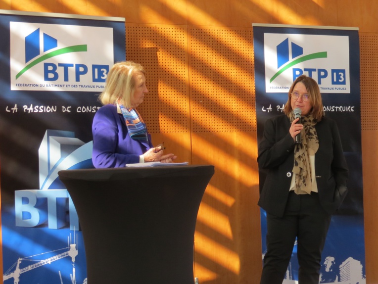 Marie-Thérèse Aubrieux-Gontero et Isabelle Lonchampt préfèrent l’optimisme en arguant de la capacité des entreprises du BTP à affronter les crises. (Photo JC Barla)