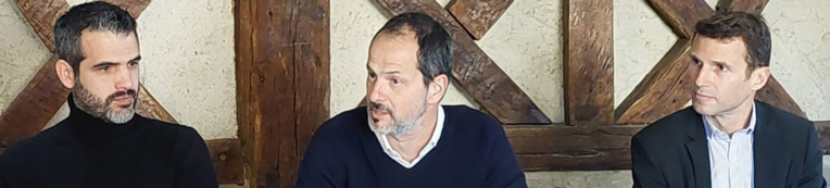 De G. à dte : Benjamin Moraes, Negotrans, Norbert Zoppi, Berto, et Guillaume Sockeel, TLF Méditerranée. De G. à dte : Benjamin Moraes, Negotrans, Norbert Zoppi, Berto, et Guillaume Sockeel, TLF Méditerranée.