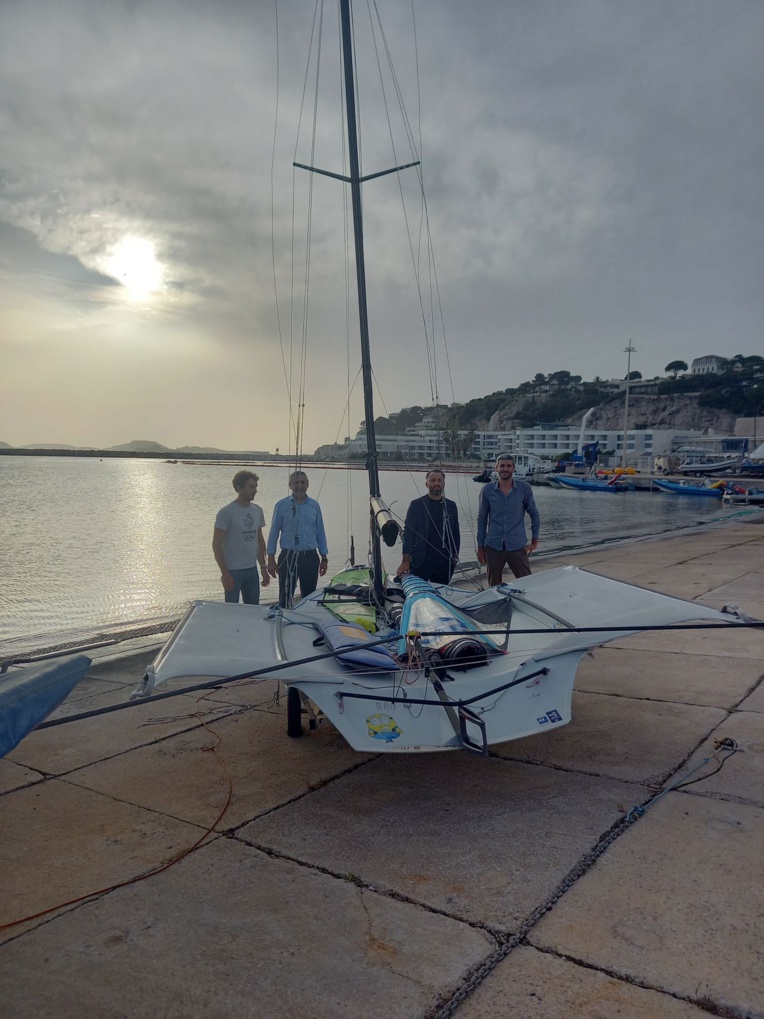 Cédric Angelone (Artkom), Julien d’Ortoli (athlète de l’équipe de France de voile Olympique dans la catégorie 49er), Gilles Bourgogne (Groupe ABM) et Romain d’Orteil (331 Corniche Architectes).