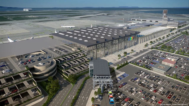 La gare du Funitel jouxtera l'aérogare coeur d'aéroport en cour de construction.