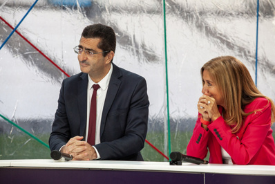 Marc Touati, économiste et Isabelle Patrier, directrice France de TotalEnergies © Thierry Vaudé