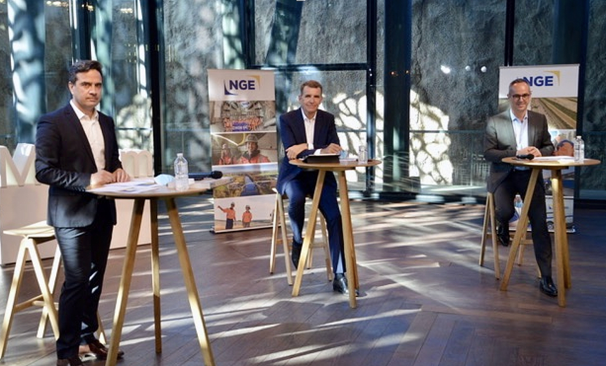 De G. à dte : Jean Bernardet, directeur général de NGE, Antoine Metzger, président et Jean-Sébastien Léoni, directeur général adjoint de NGE au Mucem, dont ils sont mécènes. ©NBC