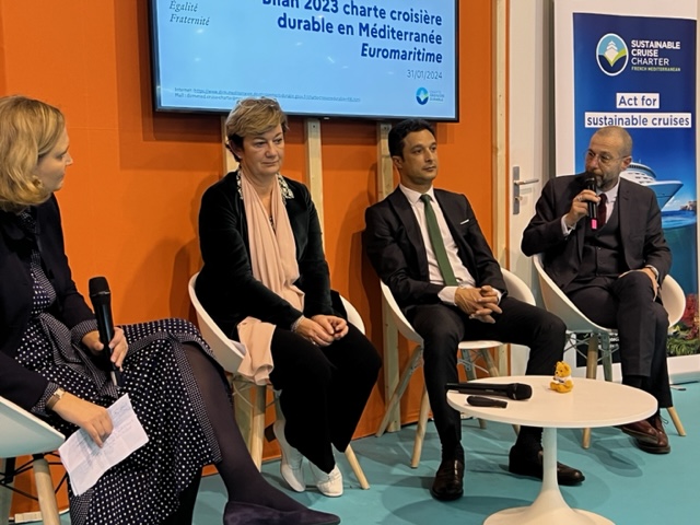 Marie-Caroline Laurent, Christine Rosso, Wassim Daoud et Erminio Eschena réunis sur le salon Euromaritime. ©NBC