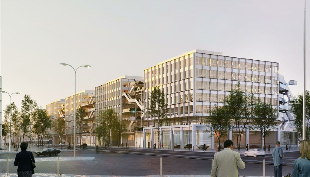 Le Mistral, futur siège d'EDF qui sera érigé par Kaufman & Broad le long du Bd Rabatau (8e) © Leclercq Associés