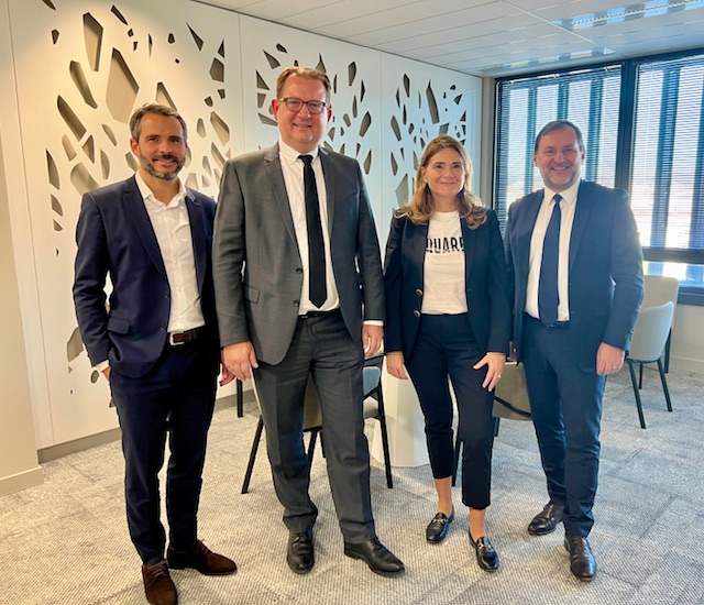 De G. à dte : Rémy Garello, président de Connect Pro, Christophe Deldycke, président de Turenne Groupe, Sabine Calba et Vincent Thirion respectivement directrice générale et DGA chargé de l’exploitation de Banque Populaire Méditerranée et. ©LM