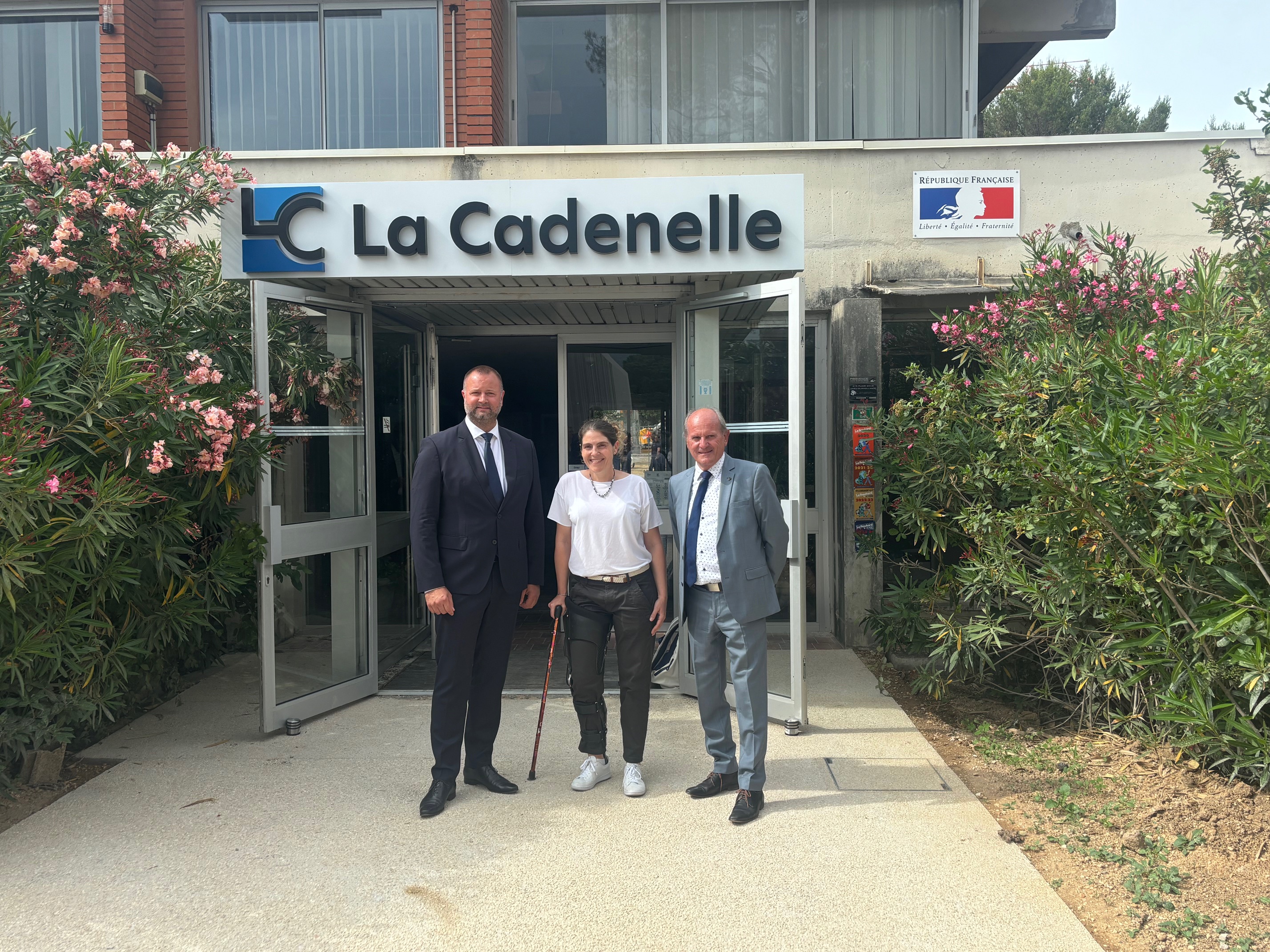 Romain Birot, Nathalie Benoit et Pierre Durand, lors de l'inauguration du campus de la Cadenelle dont la deuxième phase des travaux est en cours. cp FB