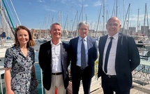 De G. à dte : Solène Garcin-Berson, déléguée générale de l'AFRA,  Alexandre Gallo, Président de l’AFRA et Pdg de DB Cargo France, Marco Caposciutti, Président de Trenitalia France et Claude Steinmetz, Président de Transdev Rail. ©NBC