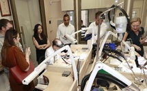 L'atelier Pellegrin de la rue de l'Ancienne Madeleine, où artisans joailliers travaillent devant les clients de la boutique. DR